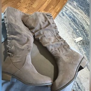 Taupe boots brand new never worn. Box is avail but very beat up size 7.5 wide